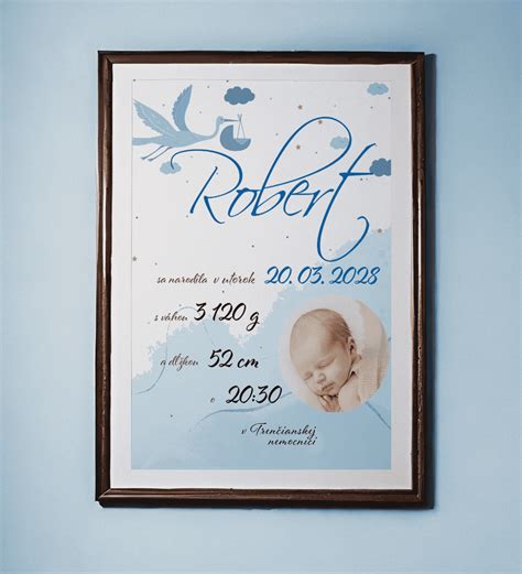 personalizovaná pamätná tabuľka pre novorodenca