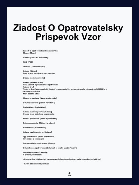 Schéma procesu žiadosti o príspevok na opatrovanie