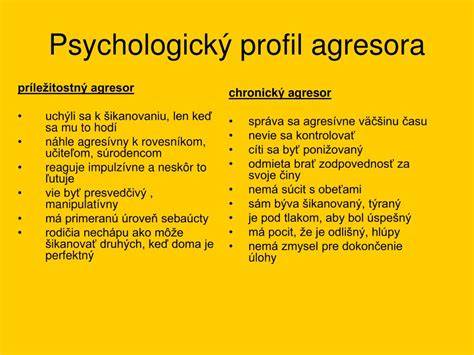 psychologický profil agresora a obete v škole