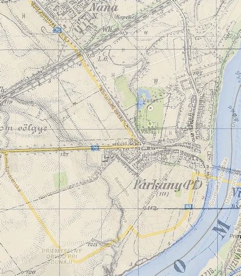mapa Štúrova s vyznačeným areálom termálneho kúpaliska Vadaš