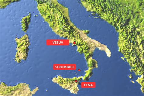 Mapa ostrova Kjúšú s vyznačenými sopkami