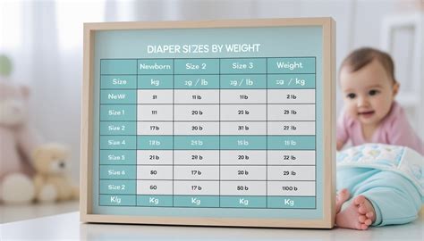 Graphic explaining diaper sizing by weight and age