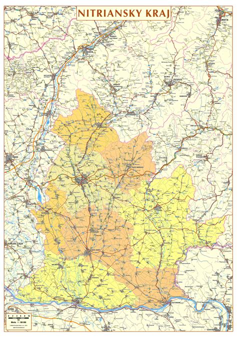 Mapa Nitrianskeho kraja s vyznačenými kultúrnymi inštitúciami
