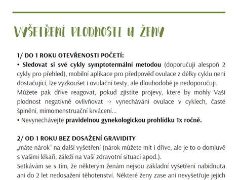 Diagram diagnostických vyšetrení plodnosti