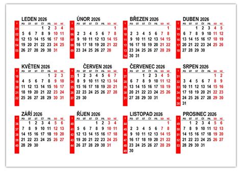 Kalendár s vyznačenými sviatkami