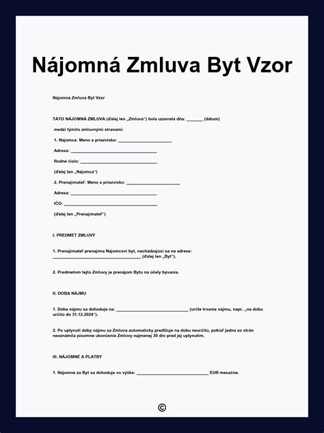 Prenájom bytu - zmluva