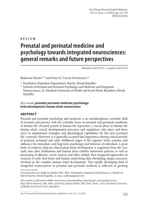 Obal International Journal of Prenatal and Perinatal Psychology and Medicine