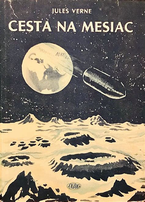 ilustrácia z knihy Cesta na Mesiac od Julesa Vernea