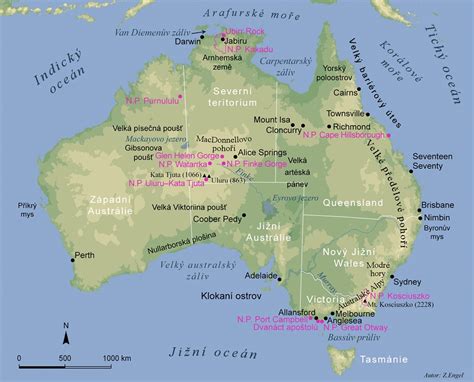Mapa Austrálie s vyznačenou školou Timbertop