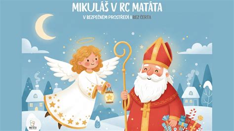 Ilustrácia láskavého Mikuláša s deťmi, bez čerta