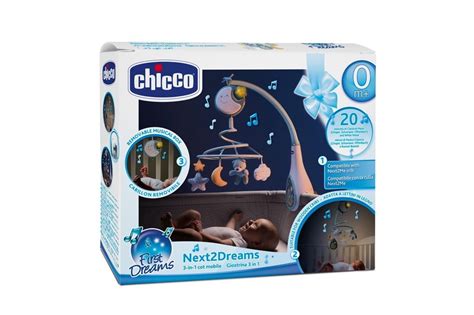 Chicco Next2Dreams cot mobile with various features highlighted