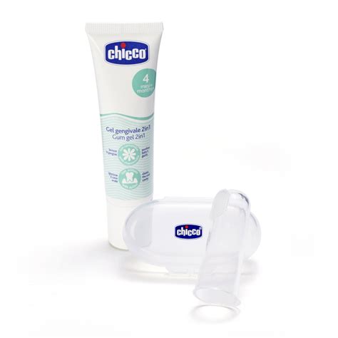 Chicco teething gel product with a finger toothbrush