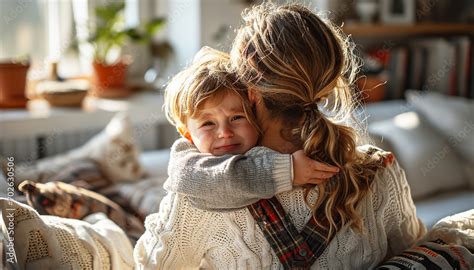 Mother comforting a child