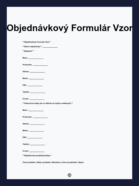 Online objednávkový formulár