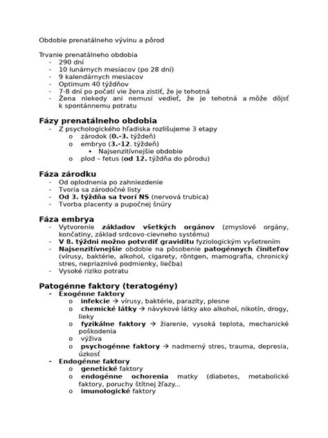 Stádiá prenatálneho vývinu človeka