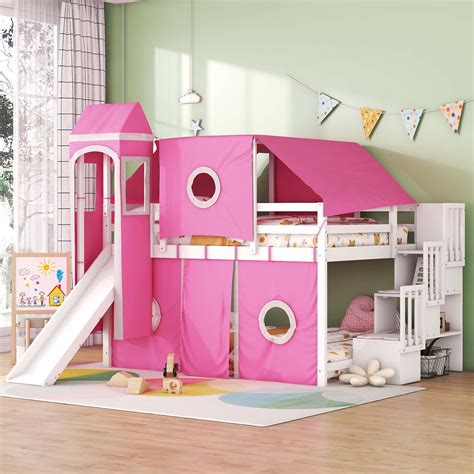 Child's raised bed with slide