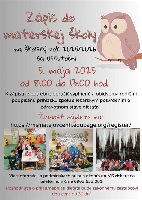 Kalendár pre zápis do materskej školy