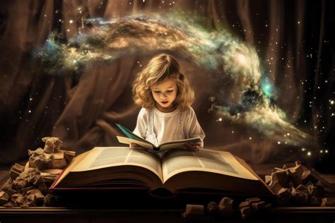 Child reading a fairytale book