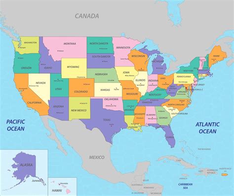 Mapa USA s vyznačeným Michiganom
