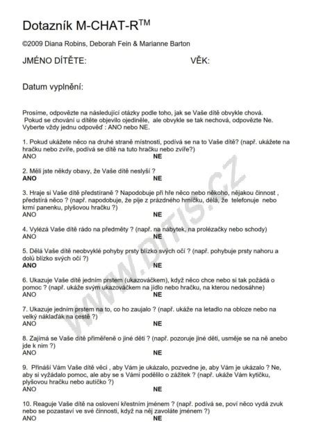 dotazník M-CHAT-R