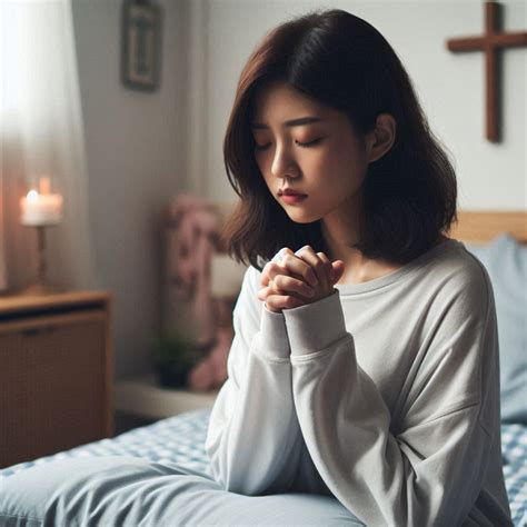 Žena v tichej modlitbe