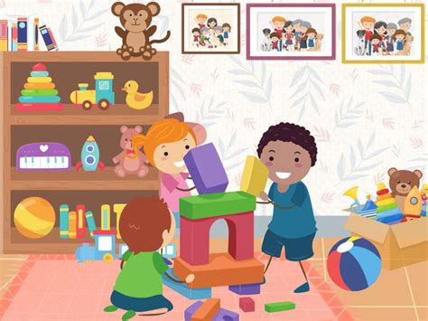 Dve malé deti sa hrajú s hračkami v škôlke.