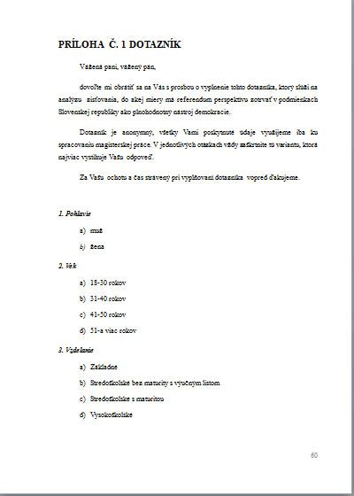 Štruktúra efektívneho dotazníka
