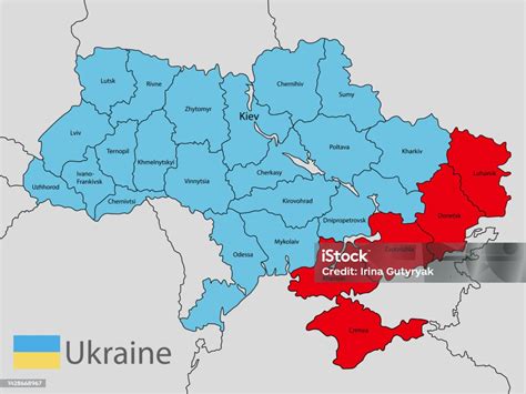 Mapa Ukrajiny so zvýraznenými oblasťami konfliktu a centrami humanitárnej pomoci