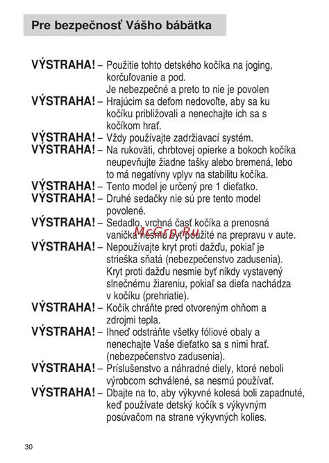 Bezpečnostné upozornenia pre kočíky