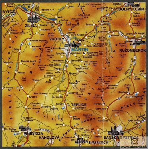 Mapa historického regiónu Turiec