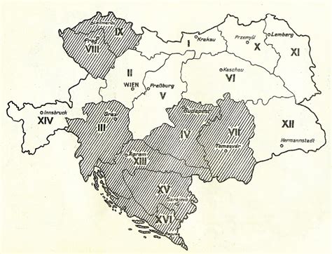 Mapa Habsburskej monarchie s vyznačeným Dunajským Klátovom