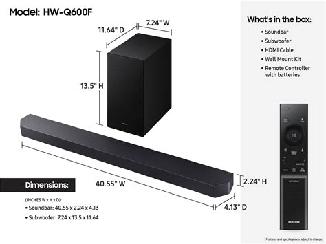 Soundbar Samsung HW-Q600A s vyznačenými kanálmi