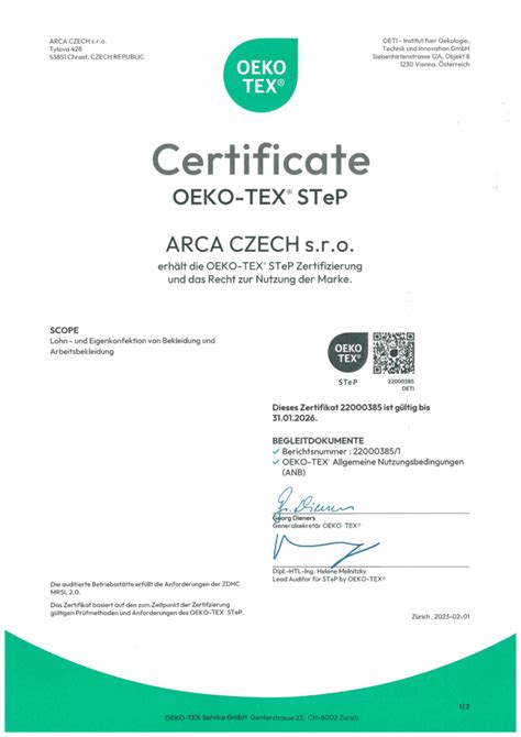Certifikát OEKO-TEX pre textilné výrobky garantujúci zdravotnú nezávadnosť