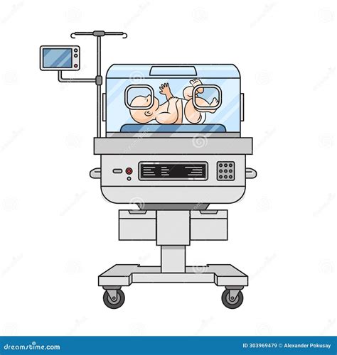 Hospital ward or a stylized image of a child in an incubator