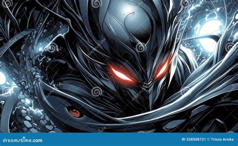Illustration of a web scraper bot with glowing red eyes menacing a website