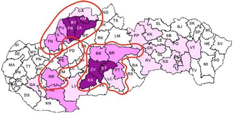 Mapa rozšírenia kliešťovej encefalitídy na Slovensku