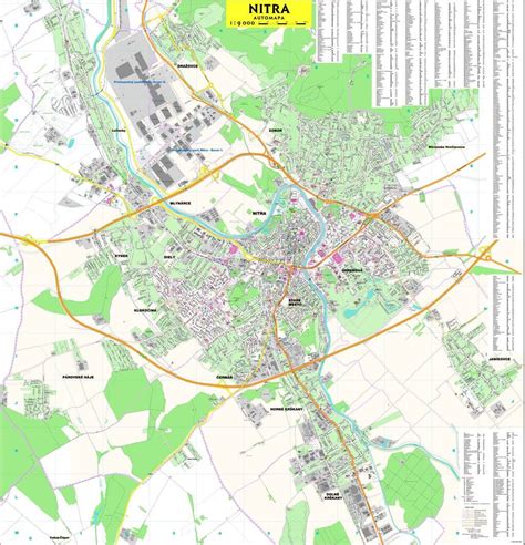 Mapa Nitry so zobrazením rôznych vzdelávacích inštitúcií