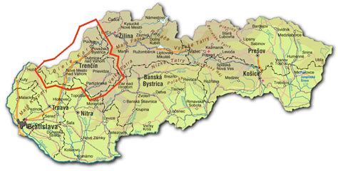 Mapa Trenčianskeho samosprávneho kraja
