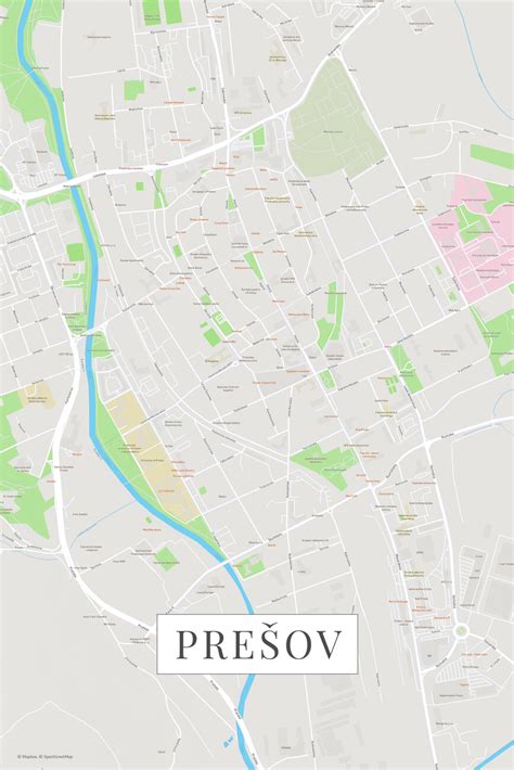 Mapa Prešova s vyznačenými jasľami