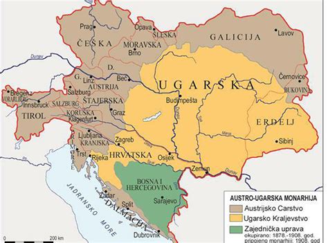 Mapa znázorňujúca Bosnu a Hercegovinu, Maďarsko a Nemecko