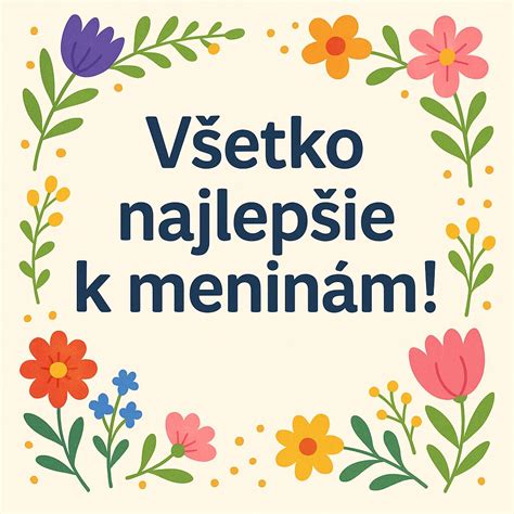 grafická ukážka tradičnej slovenskej gratulácie k meninám