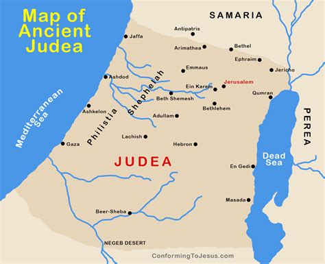 mapa rímskej provincie Judea v 1. storočí