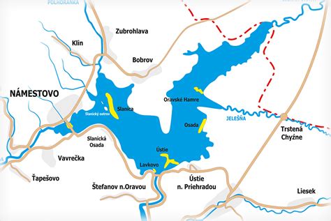 mapa zatopenej Slanice a Oravská priehrada