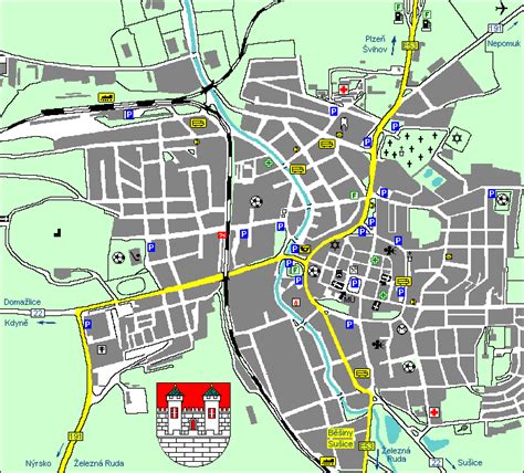 mapa regiónu Plzenského kraja a mesta Klatovy