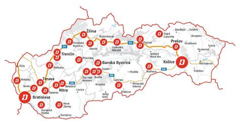 mapa strategických bodov v pohraničí zahŕňajúca trhoviská a centrá civilnej ochrany