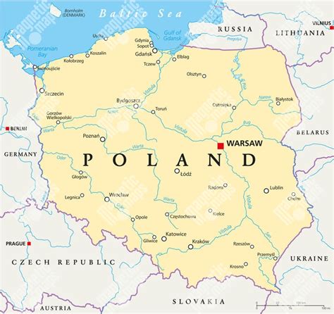 Mapa Poľska s vyznačenými nákupnými destináciami pre detské potreby