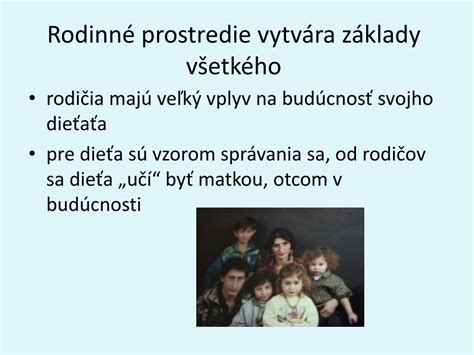 Rodinné prostredie a vplyv na dieťa