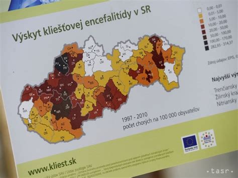 Mapa endemických oblastí kliešťovej encefalitídy na Slovensku