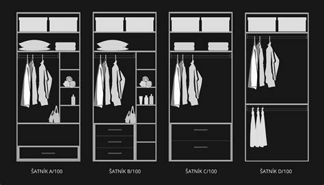 Interiér vstavanej skrine s rôznymi úložnými priestormi