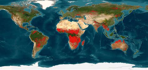 Mapa sveta s vyznačenými globálnymi problémami životného prostredia
